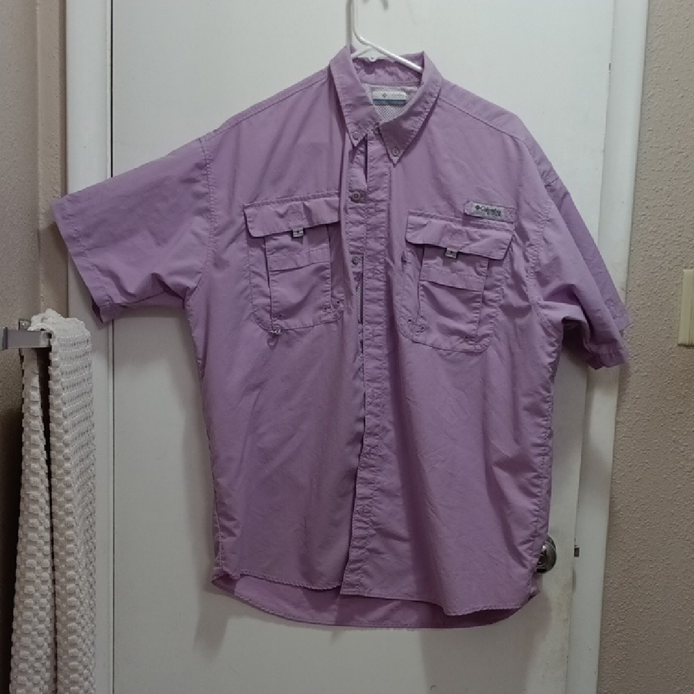 Men's Columbia PFG Purple Short Sleeve Shirt